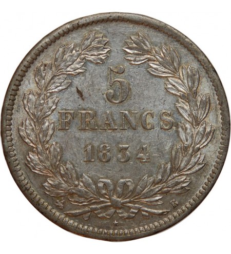 5 FRANCS LOUIS PHILIPPE 1834 B ROUEN