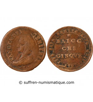 VATICAN, PIE VI - 5 BAIOCCHI 1797