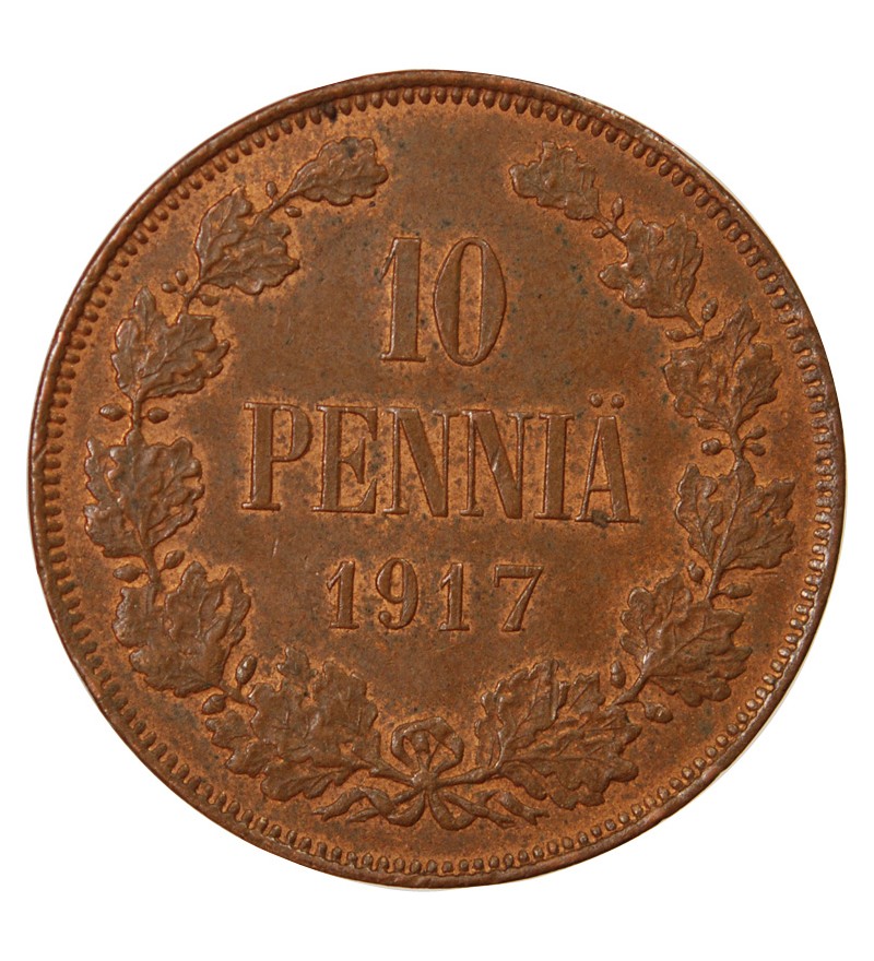 FINLANDE, NICOLAS II - 10 PENNIA 1917