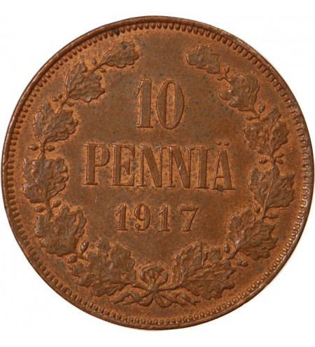 FINLANDE, NICOLAS II - 10 PENNIA 1917