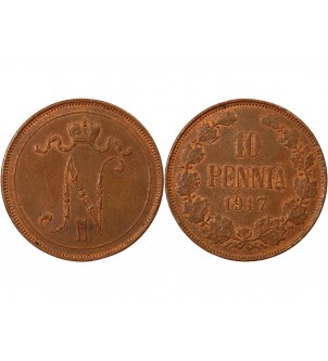 FINLANDE, NICOLAS II - 10 PENNIA 1917 2