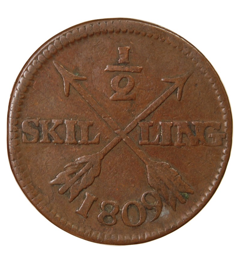 SUÈDE, GUSTAV IV ADOLF - 1/2 SKILLING 1809