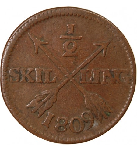 SUÈDE, GUSTAV IV ADOLF - 1/2 SKILLING 1809