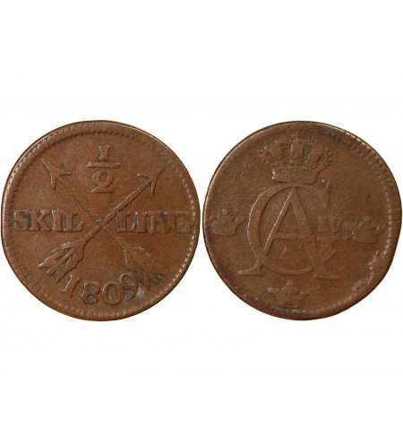 SUÈDE, GUSTAV IV ADOLF - 1/2 SKILLING 1809