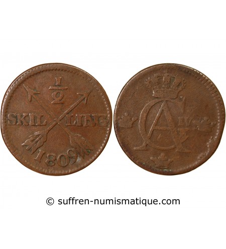 SUÈDE, GUSTAV IV ADOLF - 1/2 SKILLING 1809
