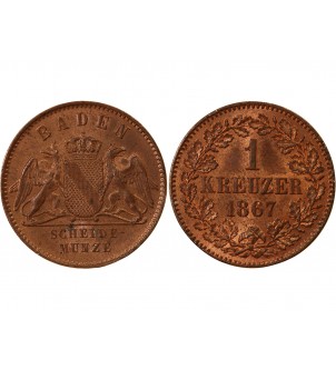 ALLEMAGNE, BADE, FRIEDRICH I - 1 KREUZER 1867 2