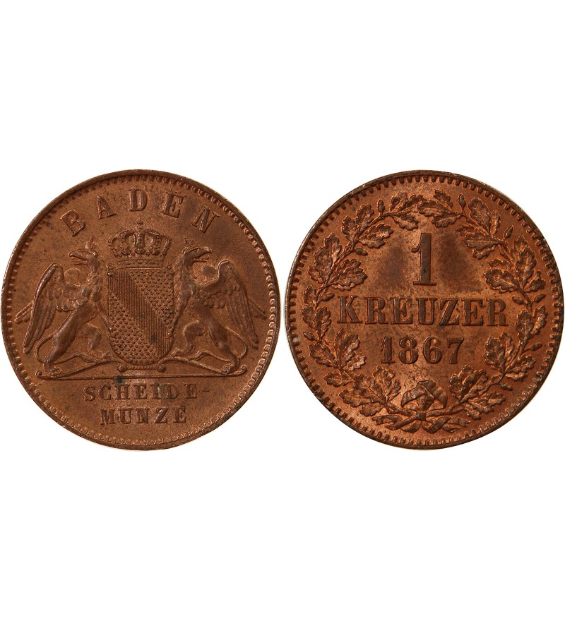 ALLEMAGNE, BADE, FRIEDRICH I - 1 KREUZER 1867