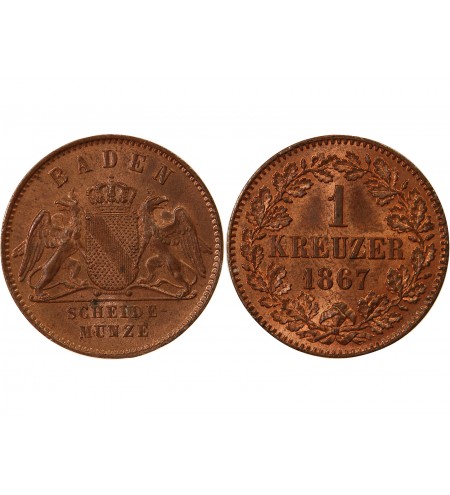 ALLEMAGNE, BADE, FRIEDRICH I - 1 KREUZER 1867