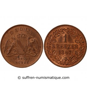 ALLEMAGNE, BADE, FRIEDRICH I - 1 KREUZER 1867
