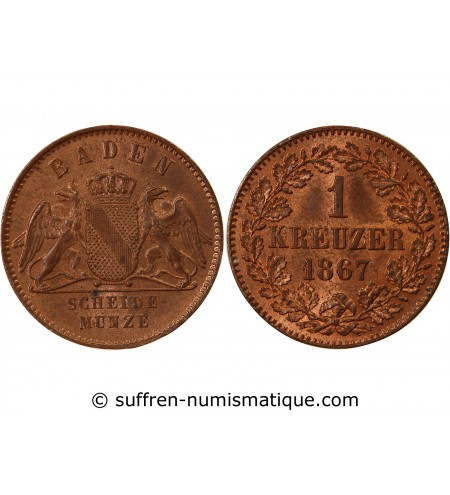 ALLEMAGNE, BADE, FRIEDRICH I - 1 KREUZER 1867