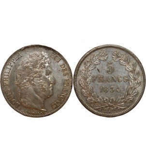 5 FRANCS LOUIS PHILIPPE 1834 B ROUEN 2
