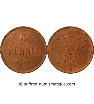 FINLANDE, NICOLAS II - 5 PENNIÄ 1916