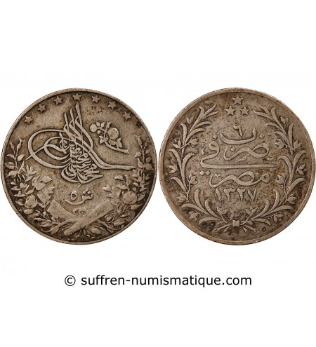 EGYPTE, MUHAMMAD V - 5 QIRSH ARGENT 1327 (1913)
