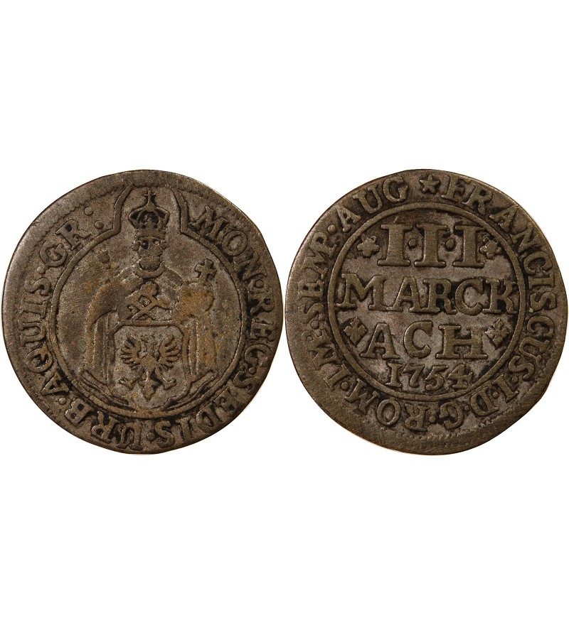 ALLEMAGNE, AIX-LA-CHAPELLE - 3 MARCK ARGENT 1754