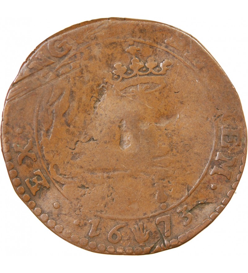 PAYS-BAS ESPAGNOLS, BRABANT, CHARLES II - JETON 1673 ANVERS