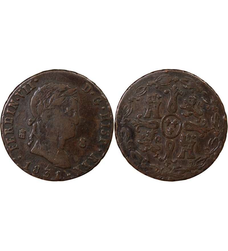 ESPAGNE, FERDINAND VII - 8 MARAVEDIS 1831