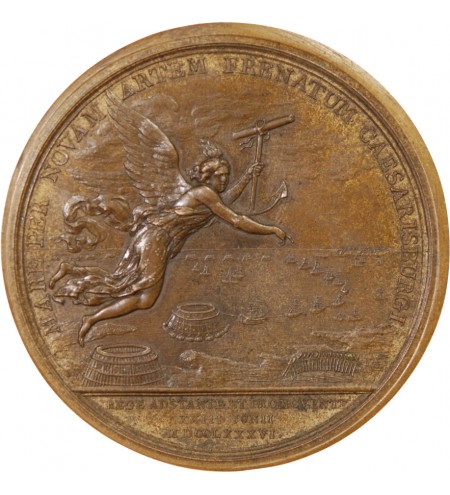 LOUIS XVI - MÉDAILLE BRONZE 1786 - VISITE DES CÔNES DE CHERBOURG