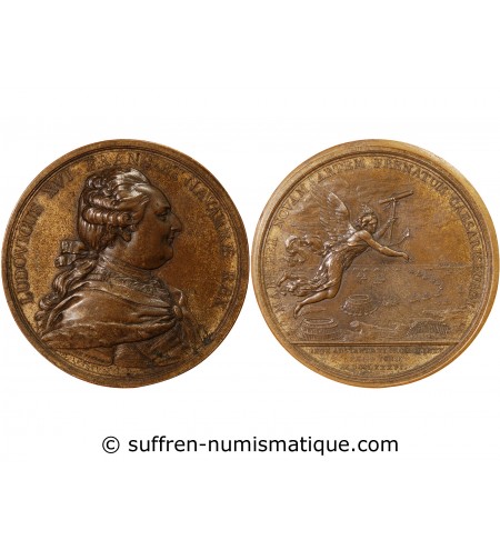 LOUIS XVI - MÉDAILLE BRONZE 1786 - VISITE DES CÔNES DE CHERBOURG