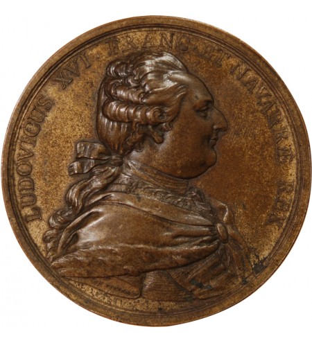 LOUIS XVI - MÉDAILLE BRONZE 1786 - VISITE DES CÔNES DE CHERBOURG