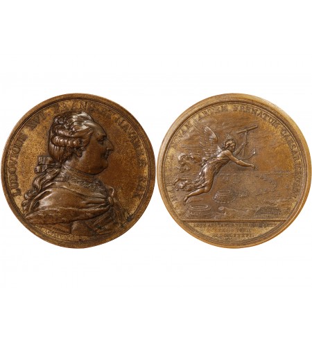 LOUIS XVI - MÉDAILLE BRONZE 1786 - VISITE DES CÔNES DE CHERBOURG