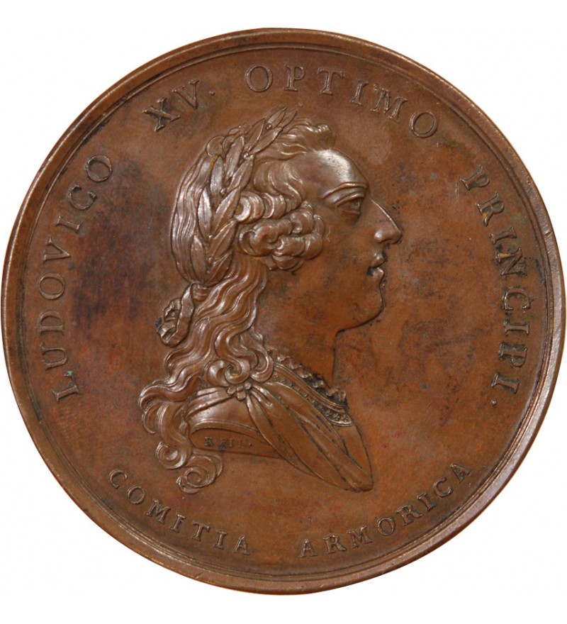 LOUIS XV - MÉDAILLE BRONZE 1758 - Victoire sur les Anglais des milices bretonnes