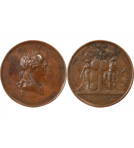 LOUIS XV - MÉDAILLE BRONZE 1758 - Victoire sur les Anglais des milices bretonnes