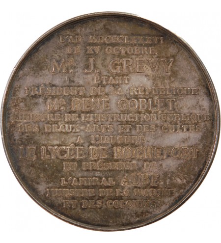LYCÉE DE ROCHEFORT - MÉDAILLE ARGENT 1886 - Inauguration par le Président Grévy