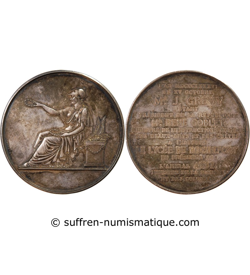 LYCÉE DE ROCHEFORT - MÉDAILLE ARGENT 1886 - Inauguration par le Président Grévy