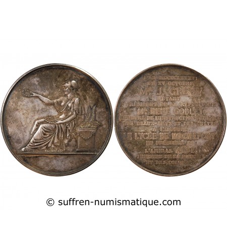 LYCÉE DE ROCHEFORT - MÉDAILLE ARGENT 1886 - Inauguration par le Président Grévy