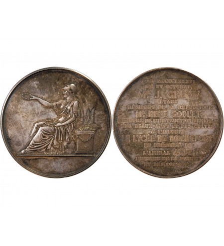LYCÉE DE ROCHEFORT - MÉDAILLE ARGENT 1886 - Inauguration par le Président Grévy