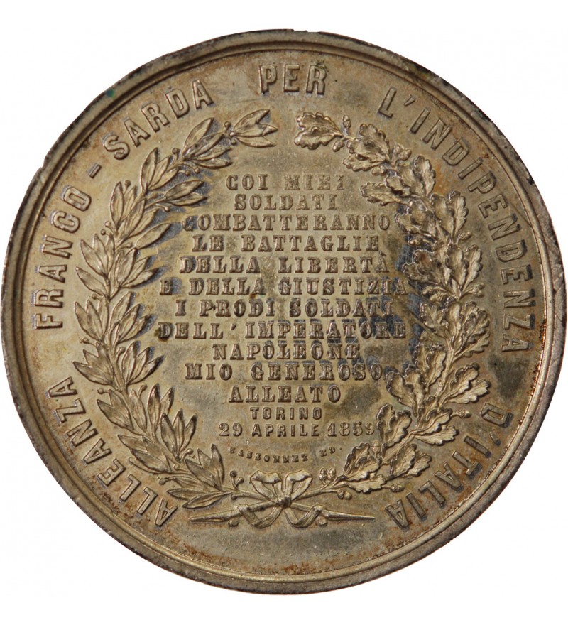 VICTOR-EMMANUEL II - MÉDAILLE ÉTAIN 1859 TURIN - Indépendance italienne
