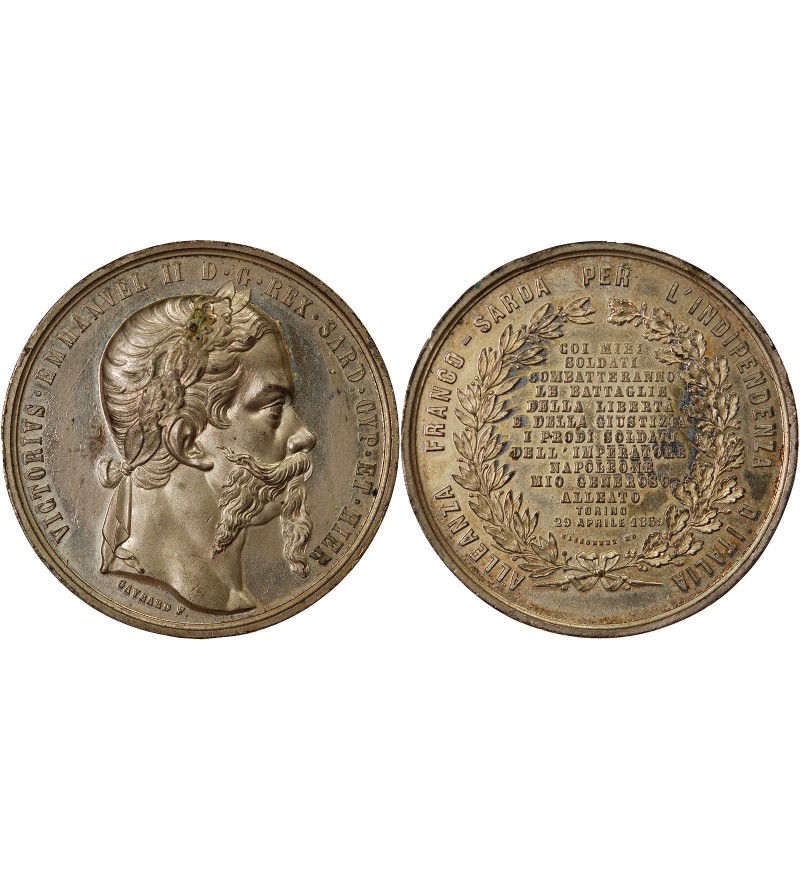VICTOR-EMMANUEL II - MÉDAILLE ÉTAIN 1859 TURIN - Indépendance italienne