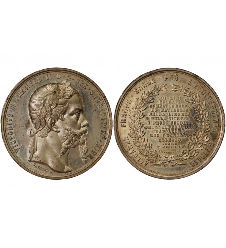 VICTOR-EMMANUEL II - MÉDAILLE ÉTAIN 1859 TURIN - Indépendance italienne