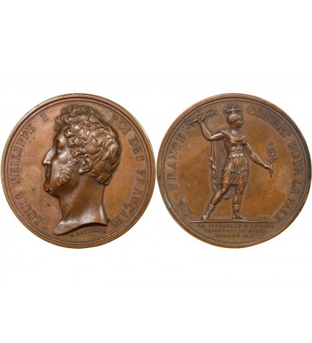 LOUIS-PHILIPPE Ier, PRISE D'ANVERS - MÉDAILLE BRONZE 1832