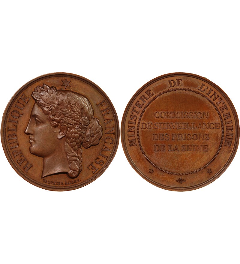 MINISTÈRE DE L'INTÉRIEUR, PRISONS DE LA SEINE - MÉDAILLE CUIVRE