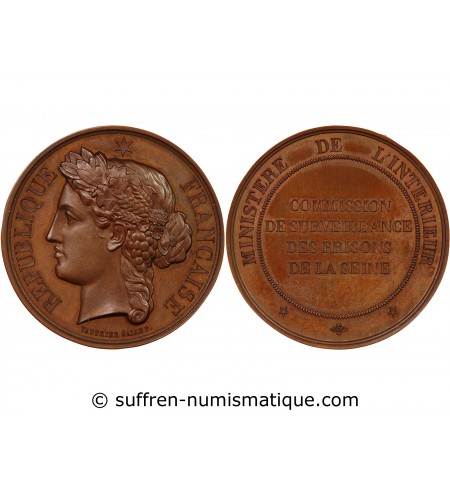 MINISTÈRE DE L'INTÉRIEUR, PRISONS DE LA SEINE - MÉDAILLE CUIVRE