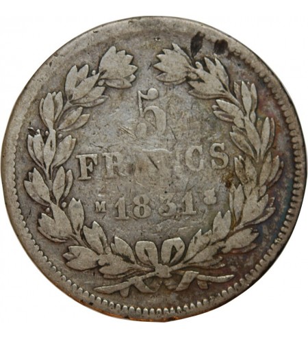 Louis-Philippe Ier 5 francs Argent 1831 M Toulouse