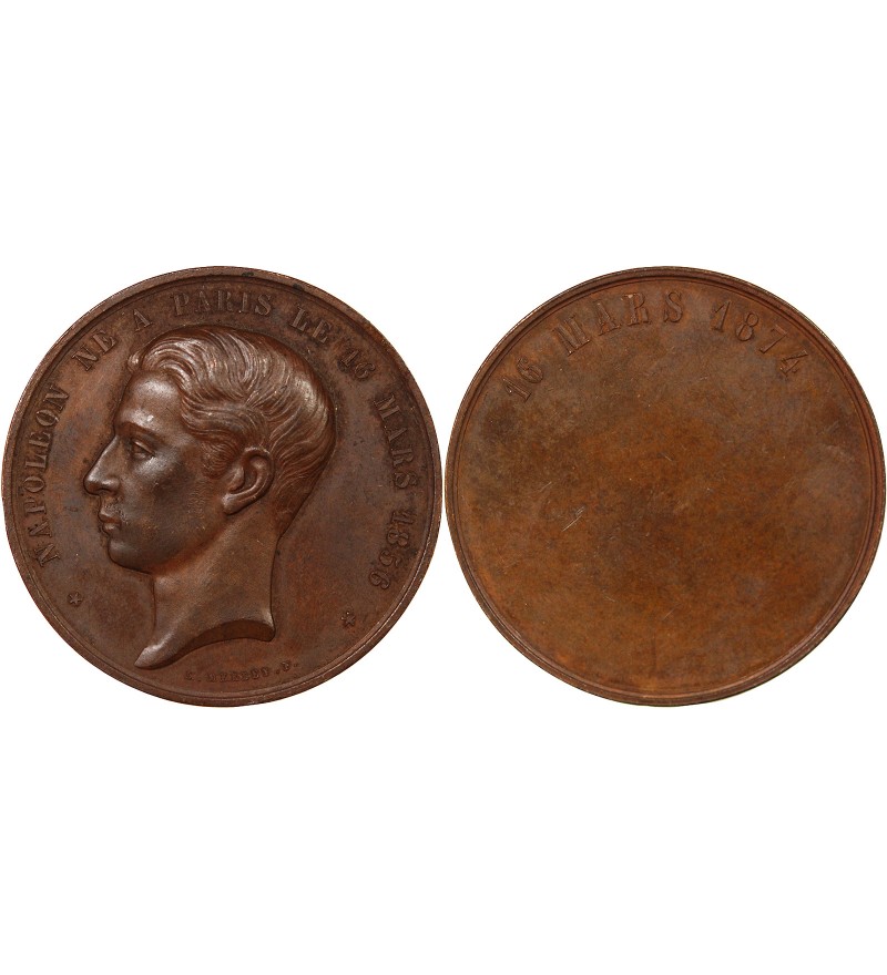 NAPOLÉON IV - MÉDAILLE CUIVRE 1874 - MAJORITÉ DU PRINCE