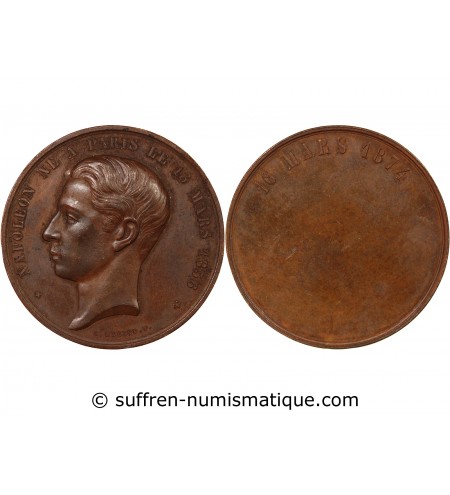 NAPOLÉON IV - MÉDAILLE CUIVRE 1874 - MAJORITÉ DU PRINCE