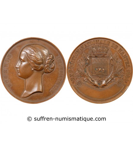 EUGÉNIE, EXPOSITION NATIONALE DE NANTES - MÉDAILLE CUIVRE 1861