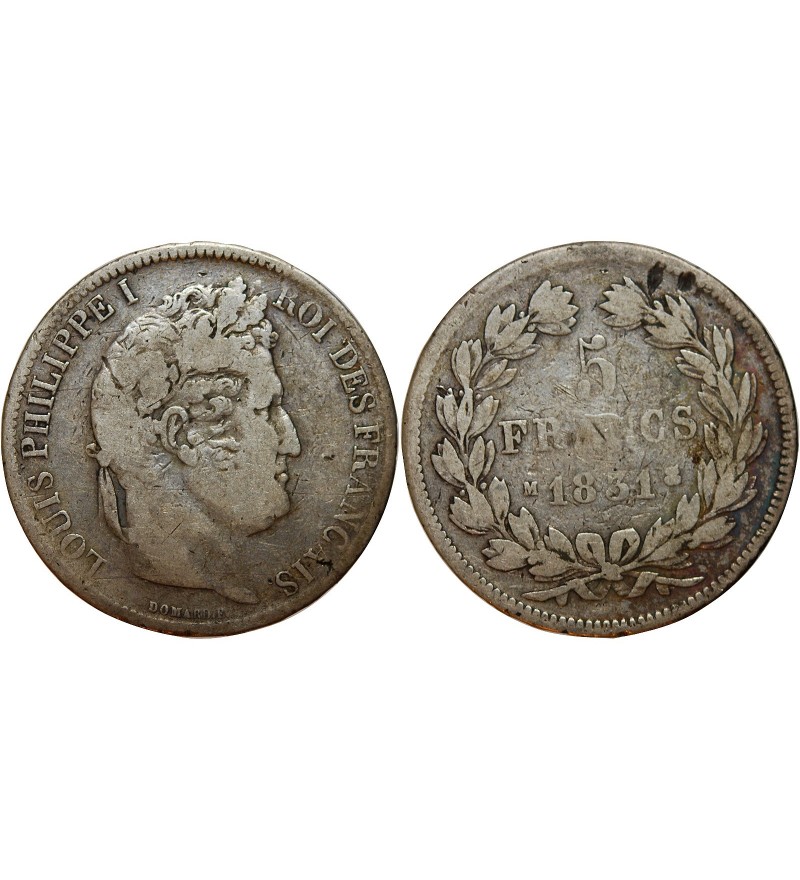 Louis-Philippe Ier 5 francs Argent 1831 M Toulouse