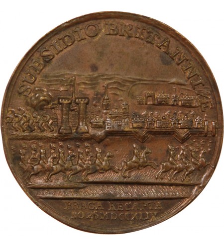 CHARLES-ALEXANDRE DE LORRAINE - MÉDAILLE BRONZE 1744 - RECONQUÊTE DE PRAGUE