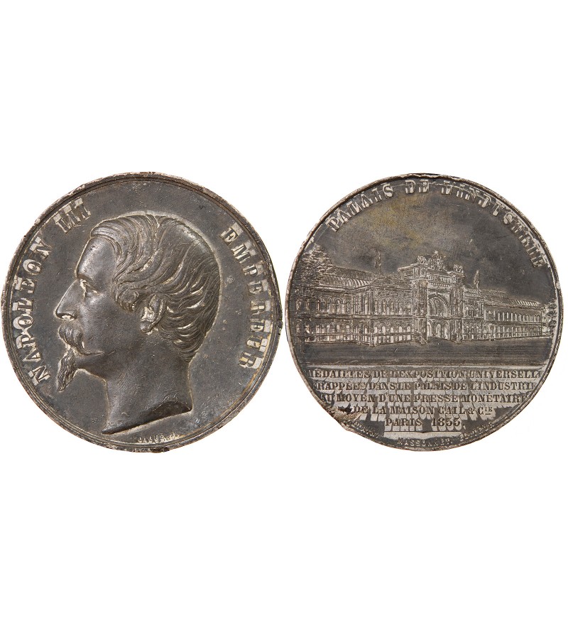 NAPOLÉON III, PALAIS DE L'INDUSTRIE - MÉDAILLE ÉTAIN 1855