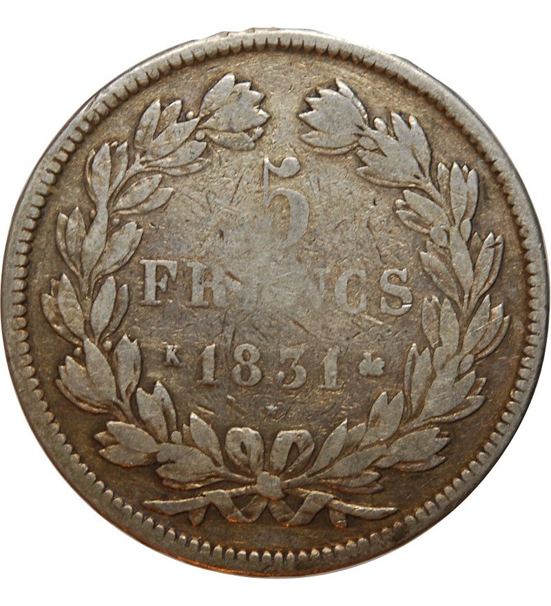 Louis-Philippe Ier 5 francs Argent 1831 K Bordeaux