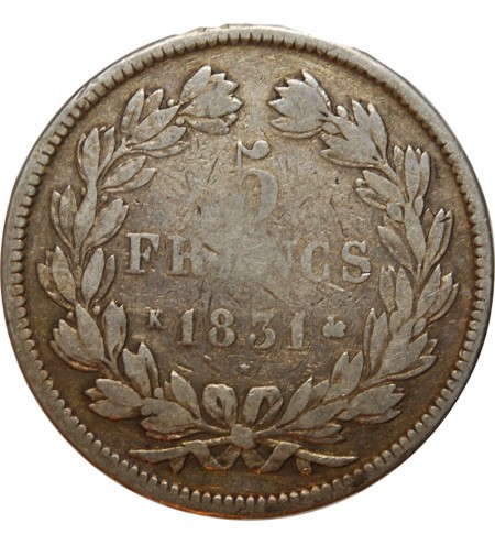 Louis-Philippe Ier 5 francs Argent 1831 K Bordeaux