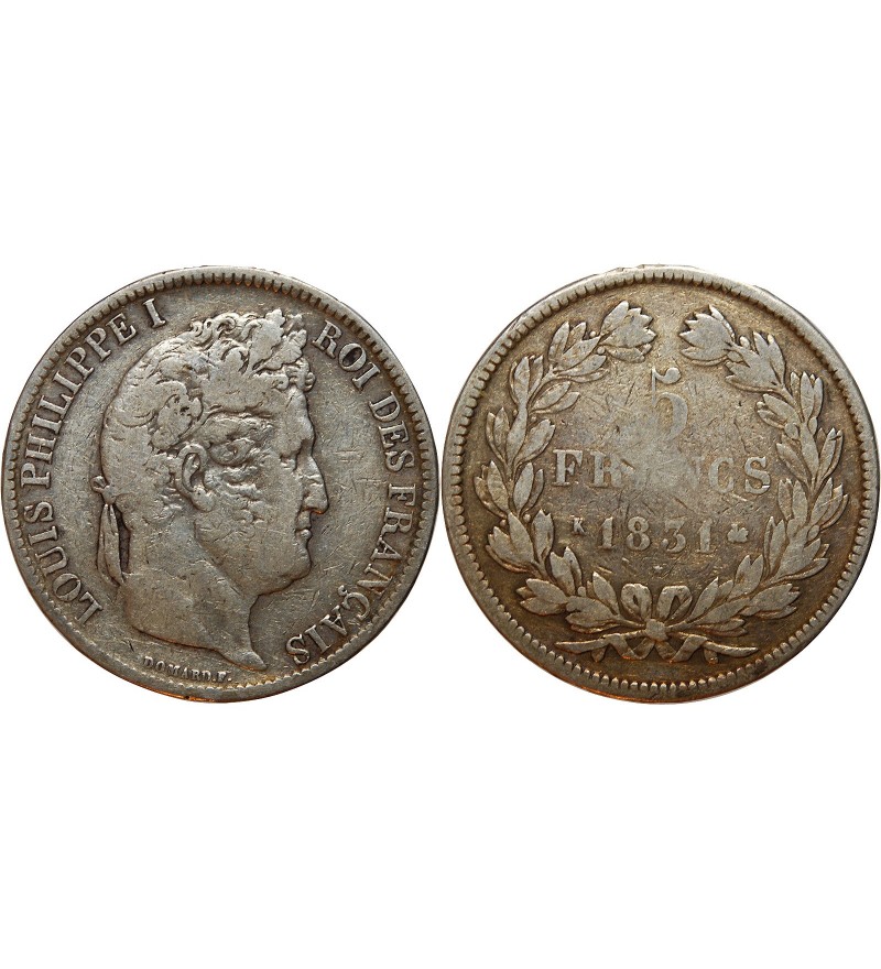 Louis-Philippe Ier 5 francs Argent 1831 K Bordeaux