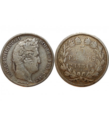 Louis-Philippe Ier 5 francs Argent 1831 K Bordeaux