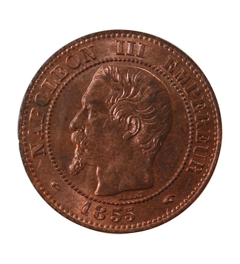 NAPOLEON III - 2 CENTIMES 1855 A PARIS variété chien