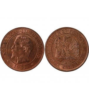 NAPOLEON III - 2 CENTIMES 1855 A PARIS variété chien 2