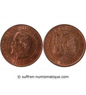 NAPOLEON III - 2 CENTIMES 1855 A PARIS variété chien